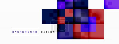 Illustration for A symmetrical pattern of red, blue, and purple rectangles in tints and shades of magenta and electric blue on a white background - Royalty Free Image