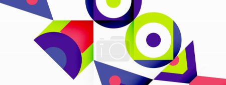 Ilustración de Una variedad de formas geométricas coloridas, incluyendo rectángulos en tonos de violeta y magenta, crea un patrón vibrante y artístico sobre un fondo blanco, mostrando la belleza de las artes creativas - Imagen libre de derechos