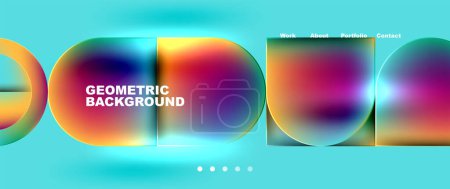 Illustration for Geometric abstract glassmorphism with circles and squares. Vector Illustration For Wallpaper, Banner, Background, Card, Book Illustration, landing page - Royalty Free Image