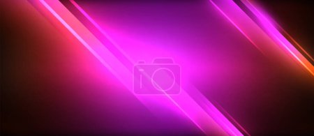 Illustration for A vibrant purple and orange line illuminated against a dark backdrop, creating a stunning colorfulness with hints of magenta and electric blue, resembling a neon visual effect lighting pattern - Royalty Free Image
