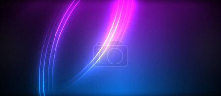 Ilustración de Una combinación fascinante de ondas eléctricas azules y violetas con un toque de magenta, creando una impresionante iluminación de efecto visual sobre un fondo oscuro - Imagen libre de derechos