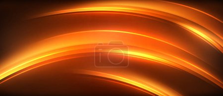 Illustration for A liquid amber circle radiating a glowing orange hue against a dark sky background, resembling a gas heating up in drinkware. Tints and shades blend together in this mesmerizing sight - Royalty Free Image