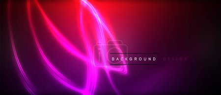 Illustration for Electric blue, magenta, and violet neon lines create a stunning visual effect on a dark background. The glowing waterlike font adds a touch of pink and purple to the gas - Royalty Free Image