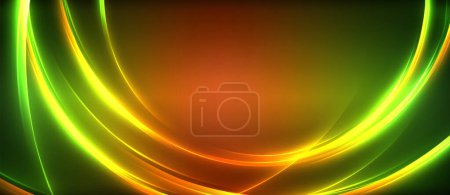 Ilustración de Una vibrante mezcla de tonos azules y anaranjados eléctricos forman un patrón de onda líquida sobre un fondo oscuro, creando una pantalla colorida y artística. - Imagen libre de derechos