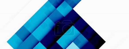 Ilustración de La letra A se compone de vibrantes cuadrados azules sobre un fondo blanco prístino, creando un patrón simétrico con tintes de azul eléctrico y magenta, junto con toques de púrpura y violeta - Imagen libre de derechos