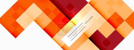 Téléchargez les illustrations : Un gros plan détaillé d'un motif géométrique vibrant avec un mélange de rectangles, de triangles et de plaids orange, magenta et marron sur fond blanc - en licence libre de droit