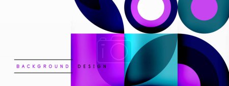 Téléchargez les illustrations : Un écran vibrant avec des cercles et des carrés en violet clair, Violet, Magenta et Aqua sur un fond blanc. Parfait pour l'éclairage automobile, les lunettes, la police, l'équipement audio, les teintes et les nuances - en licence libre de droit