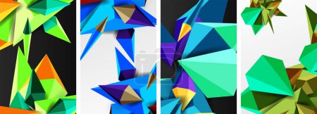Ensemble d'affiches de concepts abstraits triangulaires avec dessins géométriques minimes