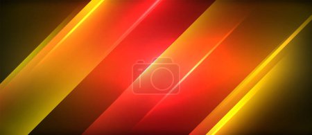 Ilustración de Una vibrante mezcla de rayas rojas y amarillas contrastaba con un elegante fondo negro. Esta combinación animada muestra colorido y tintes como ámbar, naranja, magenta y azul eléctrico - Imagen libre de derechos