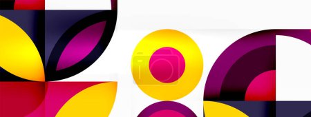 Téléchargez les illustrations : Une exposition artistique de cercles colorés dans des tons de violet et de violet sur un fond blanc, créant un motif envoûtant. Une police de peinture d'art unique mettant en valeur les teintes et les nuances - en licence libre de droit