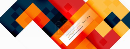 Illustration for A vibrant geometric pattern featuring rectangles, triangles, and symmetrical design in a range of orange tints and shades on a clean white background - Royalty Free Image