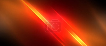 Illustration for An electric blue line cuts through the sky, bordered by hues of amber, orange, magenta, and peach. The horizon is painted with a glowing pattern of astronomical objects, creating a mesmerizing event - Royalty Free Image