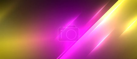 Téléchargez les illustrations : Un affichage vibrant de la couleur avec des nuances de violet, violet et magenta sur un fond bleu électrique créant un motif artistique avec des lignes diagonales lumineuses - en licence libre de droit