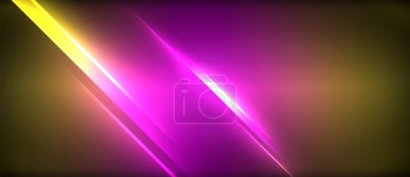 Illustration for A vibrant purple and yellow light beam creates a striking visual effect against a dark background, reminiscent of neon art and electric blue patterns - Royalty Free Image