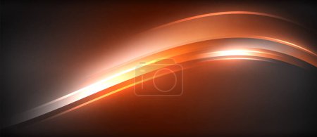 Ilustración de Un líquido ámbar que brilla como un objeto astronómico, proyectando un resplandor naranja en un horizonte oscuro. Este efecto de iluminación automotriz se asemeja a una ola de calor o gas sobre un telón de fondo de madera - Imagen libre de derechos