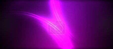 Téléchargez les illustrations : Une lumière au néon violette éclaire un fond sombre, créant un contraste époustouflant qui rappelle un ciel bleu électrique au crépuscule - en licence libre de droit