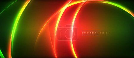 Illustration for Vibrant colors like red, green, and yellow form a glowing circle on a dark background. The colorfulness and heat of the gas create an artistic display in space - Royalty Free Image