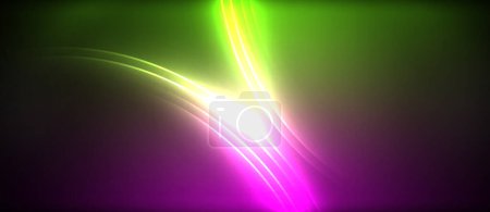 Ilustración de Un vibrante haz de luz púrpura emerge de la parte inferior de la pantalla contra un fondo negro que se asemeja a una aurora en el cielo nocturno - Imagen libre de derechos
