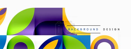 Illustration for A vibrant design featuring circles, squares, and rectangles in electric blue hues on a white background, showcasing symmetry and visual arts - Royalty Free Image