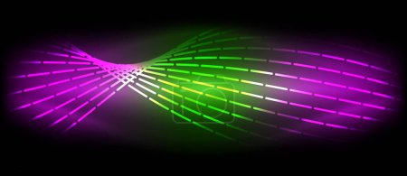 Illustration for A colorful display of green, purple, and white light beams illuminates a black background, creating a visually stunning visual effect lighting for entertainment purposes - Royalty Free Image