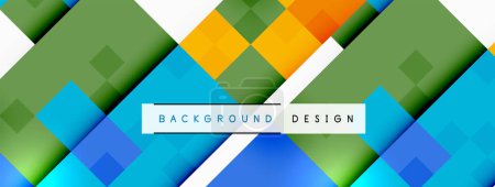 Illustration for A vibrant azure background with rectangles and triangles, resembling a textile pattern. Electric blue lines create symmetry on a white canvas, accented by tints and shades of grass green - Royalty Free Image