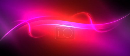 Téléchargez les illustrations : Illuminez votre espace avec un fond rouge et violet avec une onde lumineuse au centre. L'éclairage à effet visuel crée un superbe écran au néon rappelant un ciel au crépuscule - en licence libre de droit