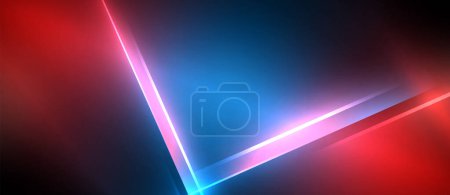 Illustration for A red and blue light beam is shining on a dark background . High quality - Royalty Free Image