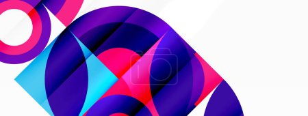 Ilustración de Un diseño geométrico vibrante con tonos de púrpura, magenta y triángulos azules eléctricos sobre un fondo blanco, que recuerda a un sistema artístico de ruedas automotrices - Imagen libre de derechos
