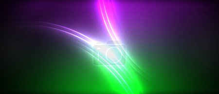 Illustration for A vibrant display of purple, violet, and magenta lights against a dark backdrop creates a stunning visual effect reminiscent of an electric blue lens flare. Perfect for a neon art event - Royalty Free Image