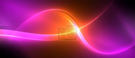 Téléchargez les illustrations : Une vague colorée de teintes bleu électrique et ambre sur fond cosmique de violet et d'orange, ressemblant à un objet astronomique dans l'espace avec une touche artistique - en licence libre de droit