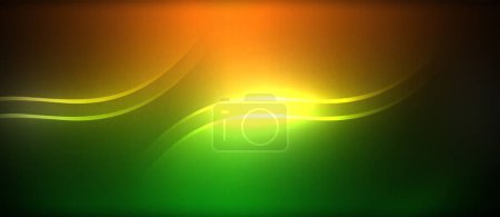Ilustración de Una vibrante ola amarilla y verde contrasta maravillosamente con un fondo negro oscuro, que se asemeja a una impresionante pintura de acuarela en el cielo - Imagen libre de derechos