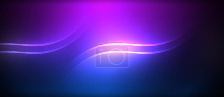 Illustration for A vibrant wave of electric blue and magenta liquid resembling the colors of the sky, illuminated on a dark background - Royalty Free Image