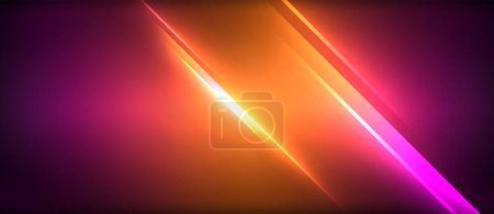 Ilustración de Un haz de luz azul eléctrico con tonos ámbar y naranja está brillando sobre un fondo púrpura oscuro, creando un efecto de iluminación automotriz vívido con toques de magenta y una llamarada de lente sutil - Imagen libre de derechos