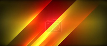 Illustration for A vibrant color scheme of red and yellow stripes set against a sleek black background creates a bold and eyecatching design reminiscent of automotive lighting and electric blue tones - Royalty Free Image