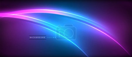 Illustration for Dynamic neon glowing lines geometric techno background. Vector illustration - Royalty Free Image
