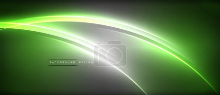 Illustration for A vibrant green and white wave, resembling a terrestrial plant, captured in a mesmerizing macro photograph on a dark background, creating a stunning visual pattern - Royalty Free Image