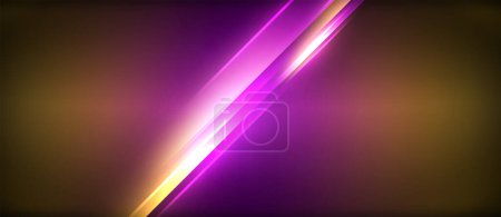 Ilustración de Una línea vibrante de color púrpura y amarillo brillante contrasta con un fondo oscuro, creando un efecto visual fascinante que recuerda a las luces de neón y la iluminación de entretenimiento - Imagen libre de derechos