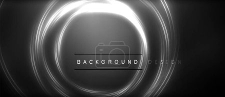 Illustration for An automotive tire rim design inspired by flash photography, featuring a black background with a white circle resembling a camera lens. A unique fusion of automotive and camera accessories - Royalty Free Image