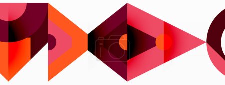 Illustration for A series of educational toys featuring colorful geometric shapes like rectangles and triangles in magenta hues, creating a pattern on a white background, ideal for teaching about tints and shades - Royalty Free Image