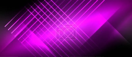 Illustration for Vibrant tints of purple, magenta, and electric blue form glowing lines on a dark background, creating a colorful and eyecatching pattern in an artistic graphic design - Royalty Free Image