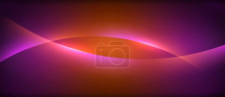 Ilustración de Un fondo abstracto vibrante con una mezcla de colores púrpura y naranja, con un elemento de onda brillante. La textura líquida añade un toque fluido y colorido, asemejándose a un fenómeno meteorológico - Imagen libre de derechos