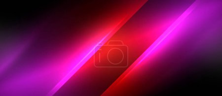 Téléchargez les illustrations : Une lumière violette et magenta projette une lueur vibrante sur un fond noir, créant un effet visuel visuellement frappant avec des teintes et des nuances de rose et de bleu électrique - en licence libre de droit