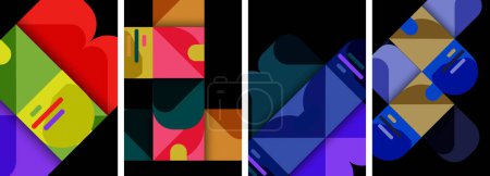Fondos geométricos de carteles coloridos con cuadrados y círculos