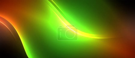 Illustration for Neon glowing circle rays, light round lines in the dark, planet style neon wave lines. Energetic electric concept design for wallpaper, banner, background - Royalty Free Image