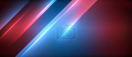 Illustration for Neon dynamic diagonal light rays background. Techno digital geometric concept design for wallpaper, banner, presentation, background - Royalty Free Image