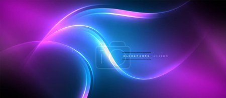 Illustration for A striking visual of a blue and purple wave set against a dark background, creating a captivating display of colors and contrast - Royalty Free Image