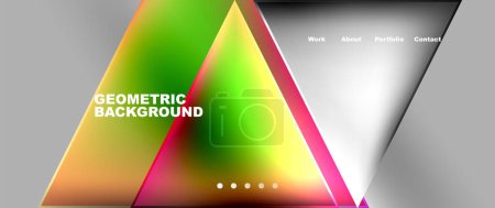 Illustration for Flowing bright neon gradients geometric abstract background with triangles and lines. Fluid color pattern of color liquid gradient background for wallpaper, banner, background, card, landing page - Royalty Free Image