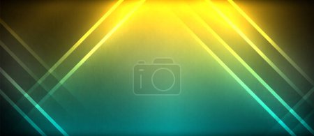 Illustration for Neon glowing circle rays, light round lines in the dark, planet style neon wave lines. Energetic electric concept design for wallpaper, banner, background - Royalty Free Image