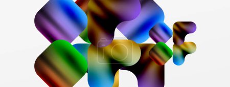 Illustration for Metallic fluid color with geometric abstract shapes. Vector Illustration For Wallpaper, Banner, Background, Card, Book Illustration, landing page - Royalty Free Image