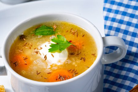 Photo for Delicious Old Polish caraway soup with cream - Royalty Free Image